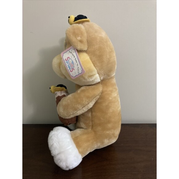 Vintage Soft Things Brooklyn Honey Bear Plush Bees Pot Tags Carnival 15" - Picture 2 of 13